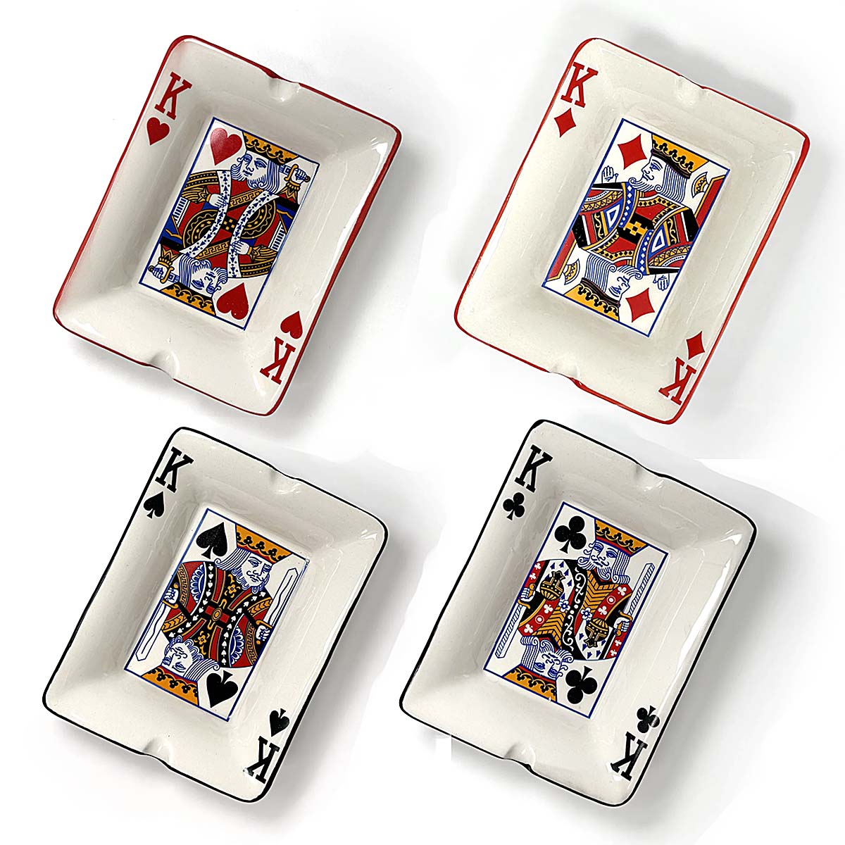 IDGAF Ceramic King Of Cards Ashtray (ASH99) | 4 Count Display | Assorted Colors product image